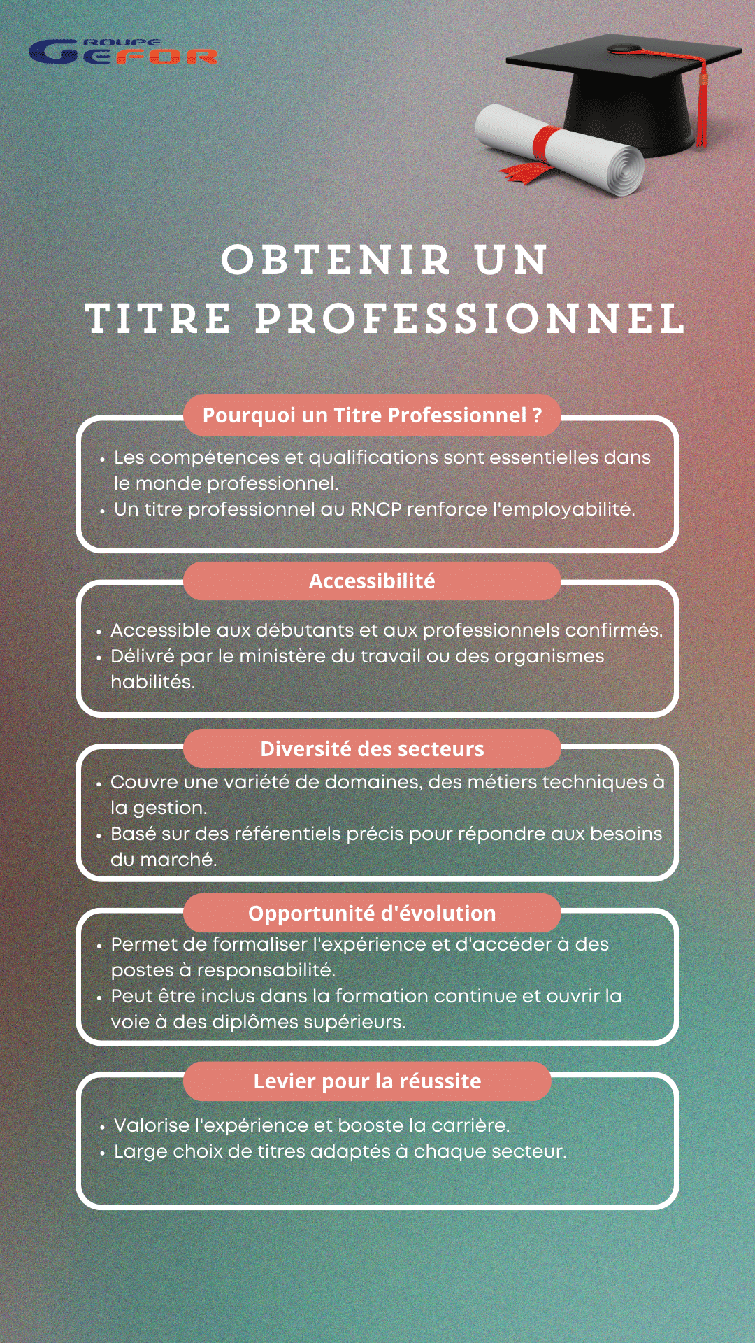 Infographie Obtenir un Titre Professionnel